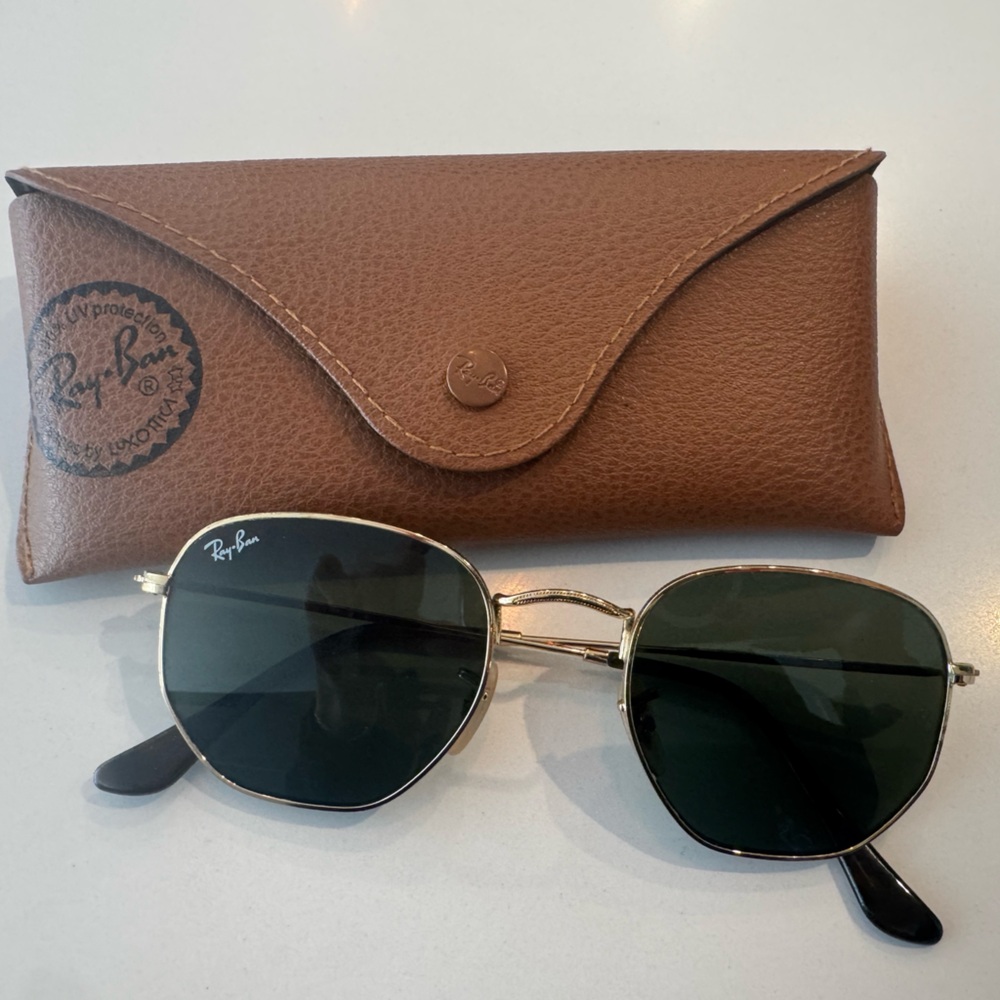 Ray-Ban Gold Frame Sunglasses with Dark Lenses